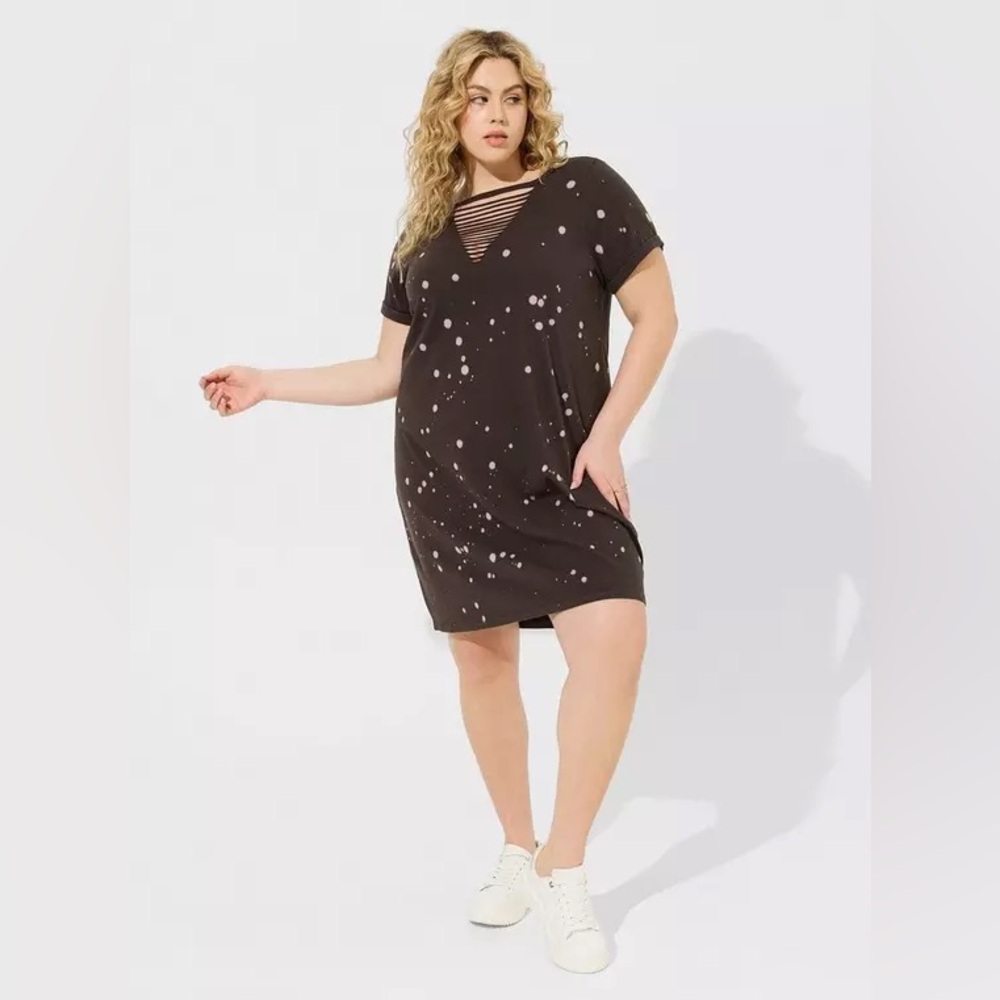 Torrid Mini Jersey Destructed Front T Shirt Dress Gray Size 2X